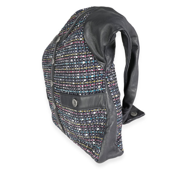 Chanel Navy Lambskin & Multicolor Tweed Girl Bag - Picture 4 of 7